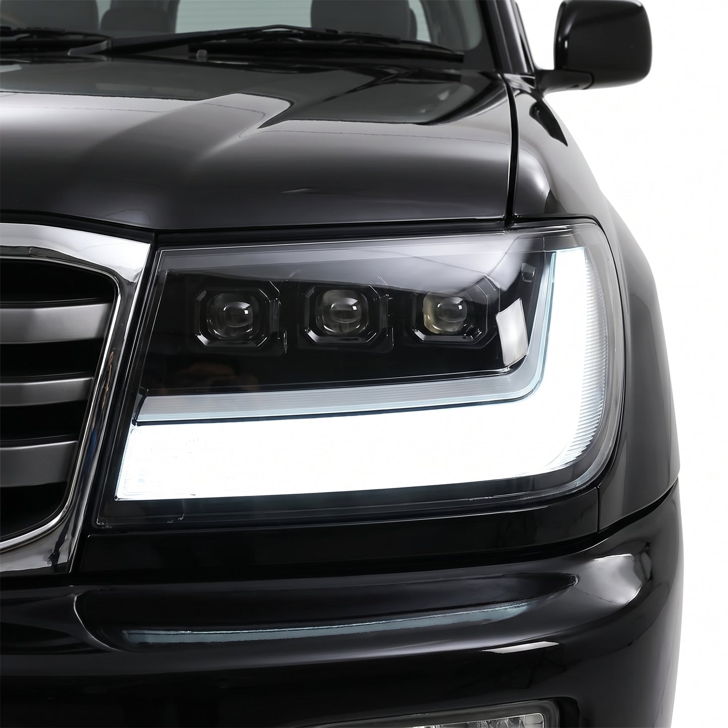 Toyota LandCruiser 100 Series (2005 - 2007) Sequential Full LED DRL Projector Headlights LH + RH