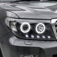Toyota LandCruiser 200 Series (2007 - 2015) Clear / Black Halo Angel Eyes Headlights LH + RH