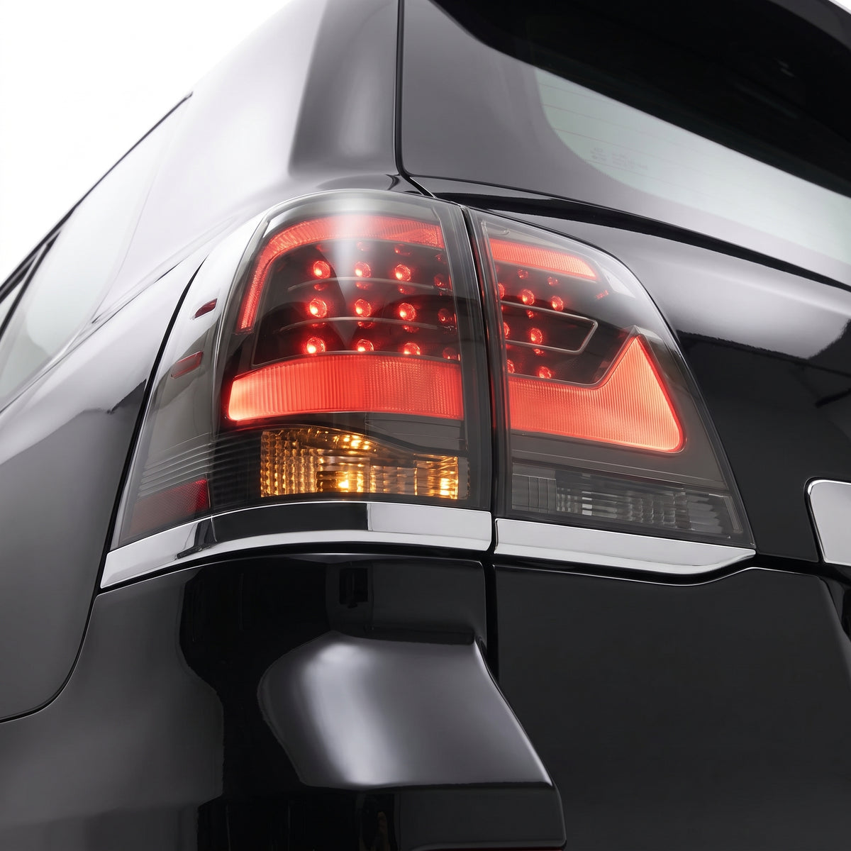 Toyota LandCruiser 200 Series (2008 - 2015) Smoked LED Tail Lights LH + RH installed close-up