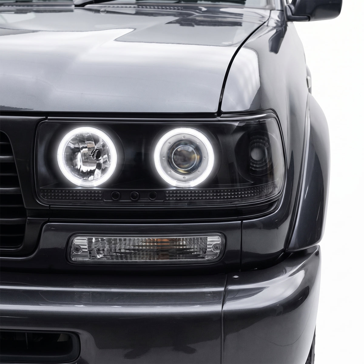 Toyota LandCruiser 80 Series (1990 - 1997) Halo Angel Eyes Projector Headlights LH + RH installed