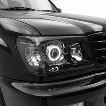 Toyota LandCruiser FJ100 Pre-Facelift (1998 - 2005) Black LED Angel Eye Halo Projector Headlights LH + RH