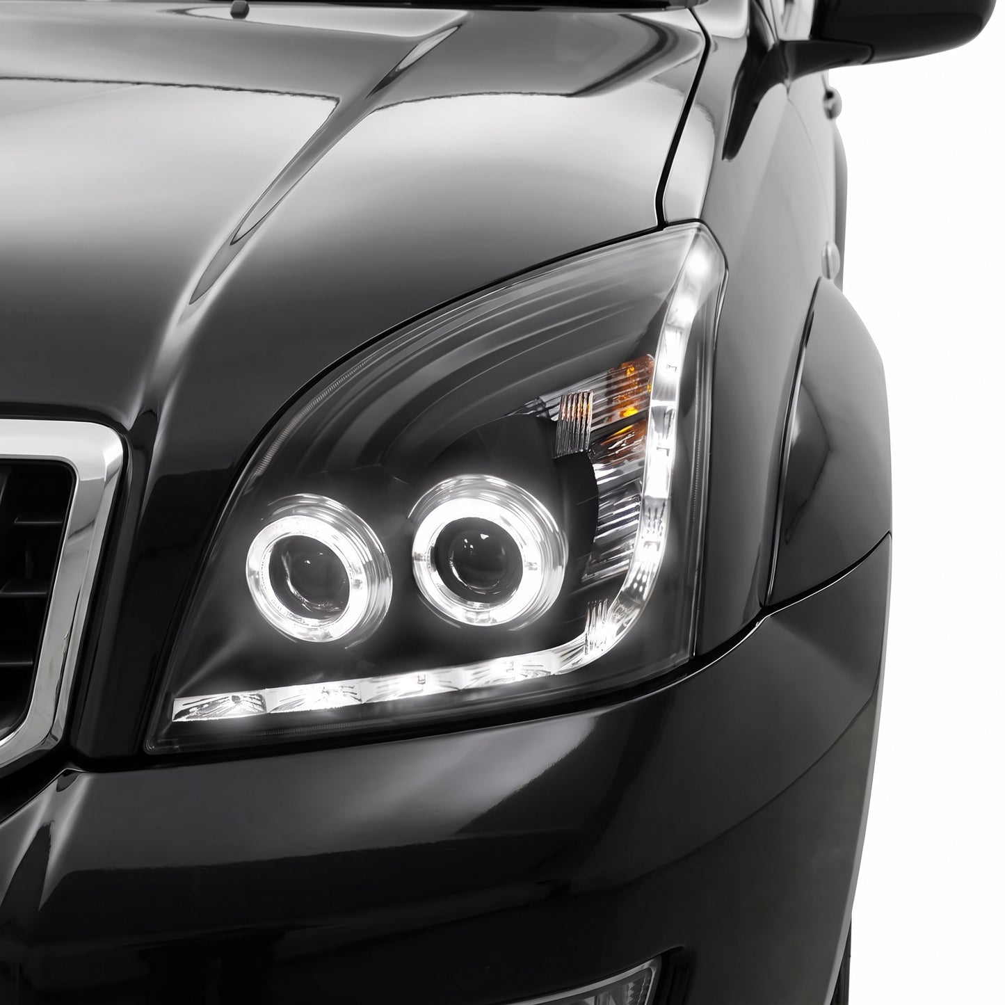 Toyota LandCruiser Prado 120 Series (2003- 2009) Angel-Eyes LED DRL Projector Headlights LH + RH