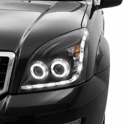 Toyota LandCruiser Prado 120 Series (2003- 2009) Angel-Eyes LED DRL Projector Headlights LH + RH