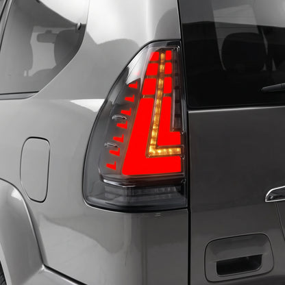 Toyota LandCruiser Prado 120 Series (2003 - 2009) Sequential Smoked Black Full LED Tail Lights LH + RH