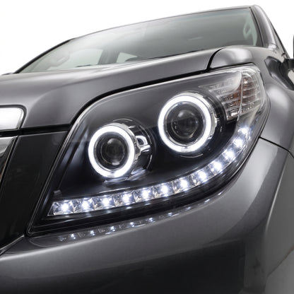 Toyota LandCruiser Prado 150 Series (2009 - 2013) Halo Angel Eyes Headlights LH + RH installed close-up