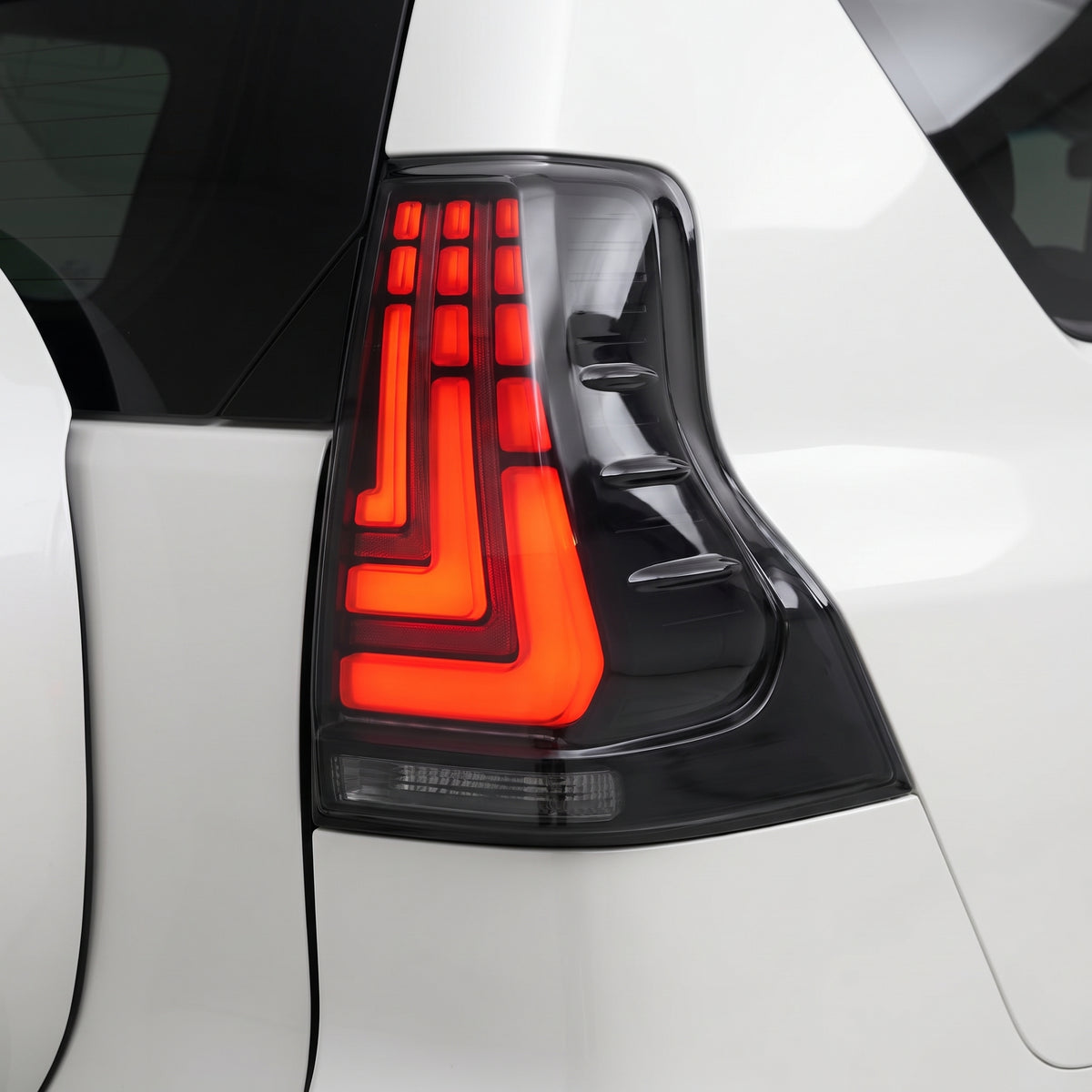Toyota LandCruiser Prado 150 Series (2010 - 2018) Smoked L-Blade Style LED Tail Lights LH + RH installed