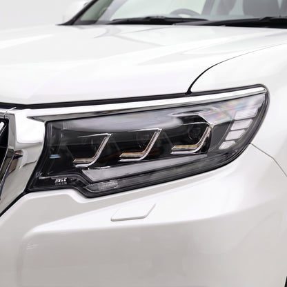 Toyota LandCruiser Prado 150 Series (2018- 2023) FULL LED DRL Sequential Projector Headlights LH + RH installed close-up