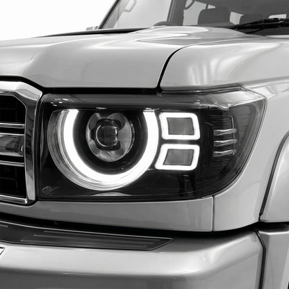 Toyota LandCruiser VDJ76 / 78 / 79 Series (2007 - 2024) Smoked LED Headlights LH + RH
