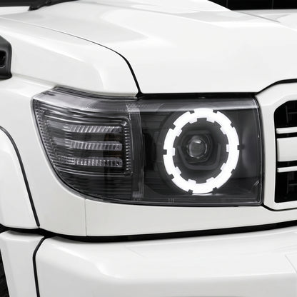 Toyota LandCruiser VDJ 70 / 76 / 78 / 79 Series (2007 - 2023) LED Halo Ring Headlights LH + RH