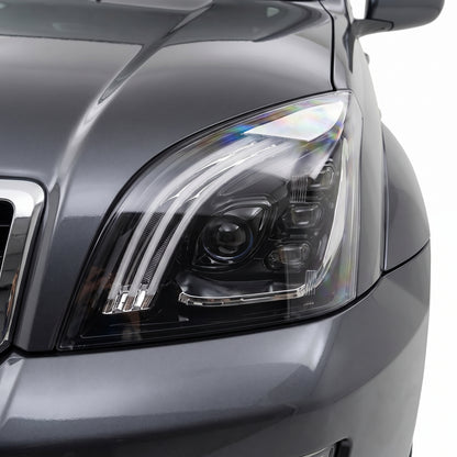 Toyota Prado 120 Series All Models (2003 - 2009) Sequential Black Demon Eye LED DRL Projector Headlights LH + RH