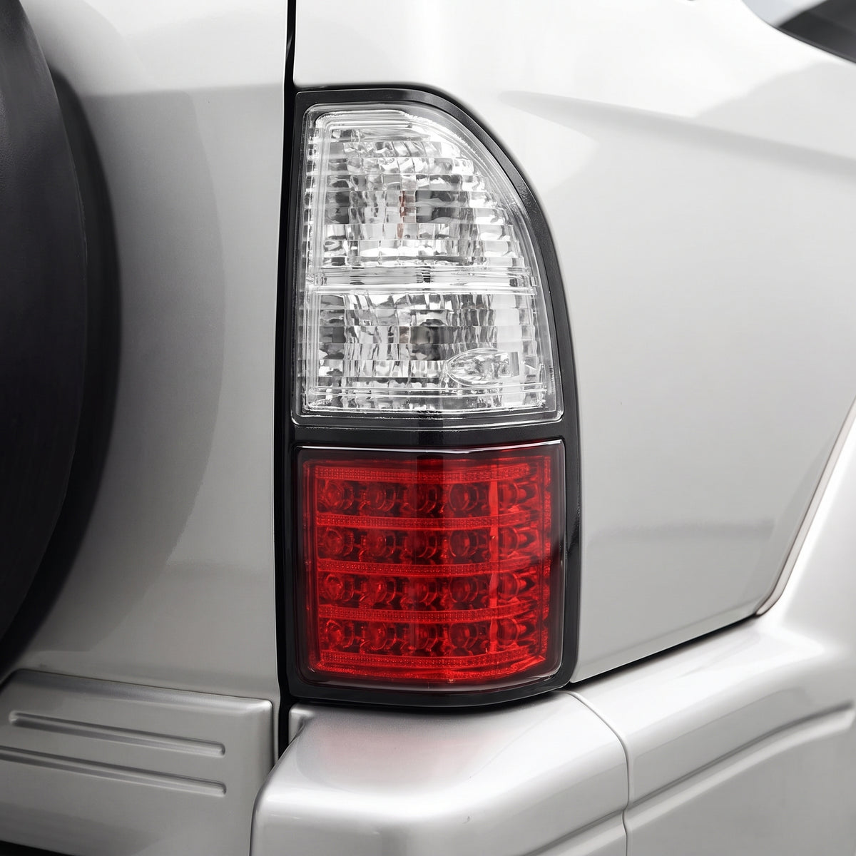 Toyota Prado 90 Series (1999 - 2002) Clear and Red LED Tail Lights LH + RH installed