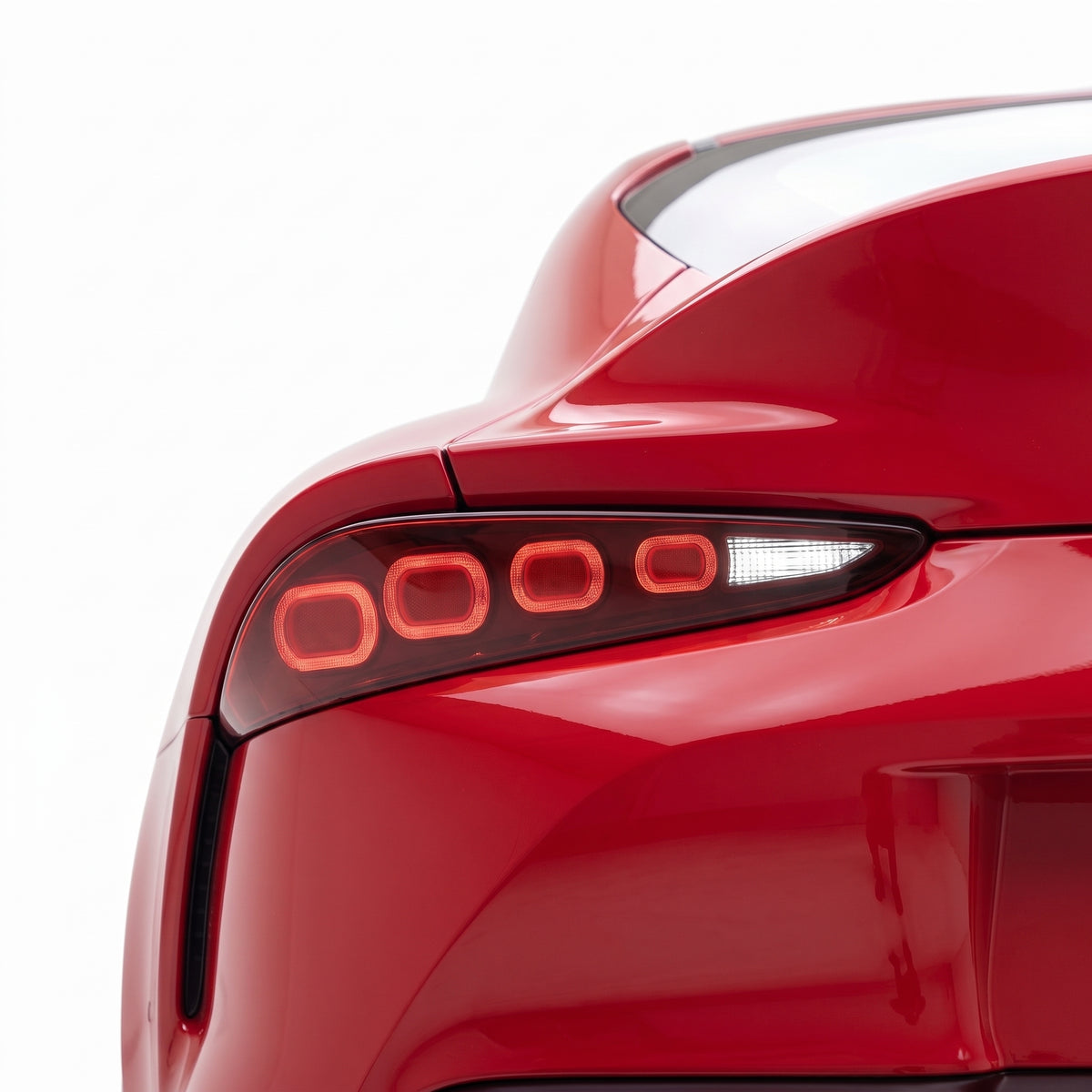 Toyota Supra A90 A91 (2019 - 2024) Red Sequential LED Tail Lights LH + RH installed close-up
