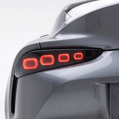 Toyota Supra A90 A91 (2019 - 2024) Smoked Sequential LED Tail Lights LH + RH installed close-up