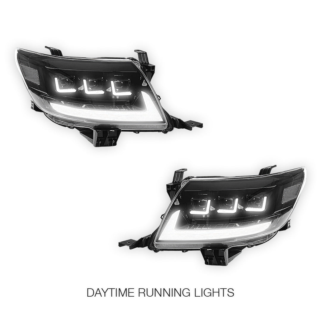 Toyota HiLux N70 Facelift (2011 - 2015) Triple Lens LED DRL Headlights LH + RH