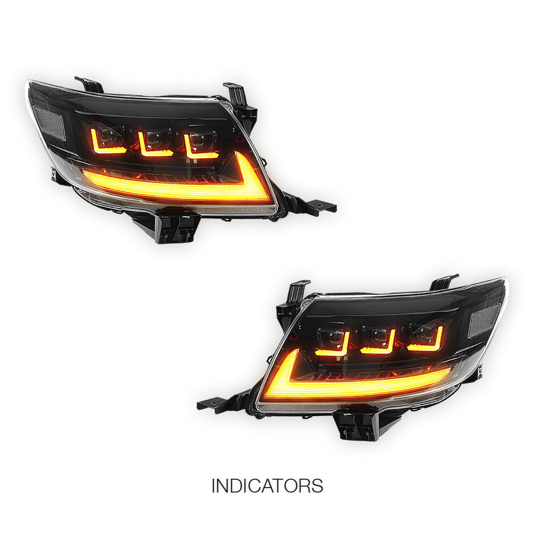 Toyota HiLux N70 Facelift (2011 - 2015) Triple Lens LED DRL Headlights LH + RH