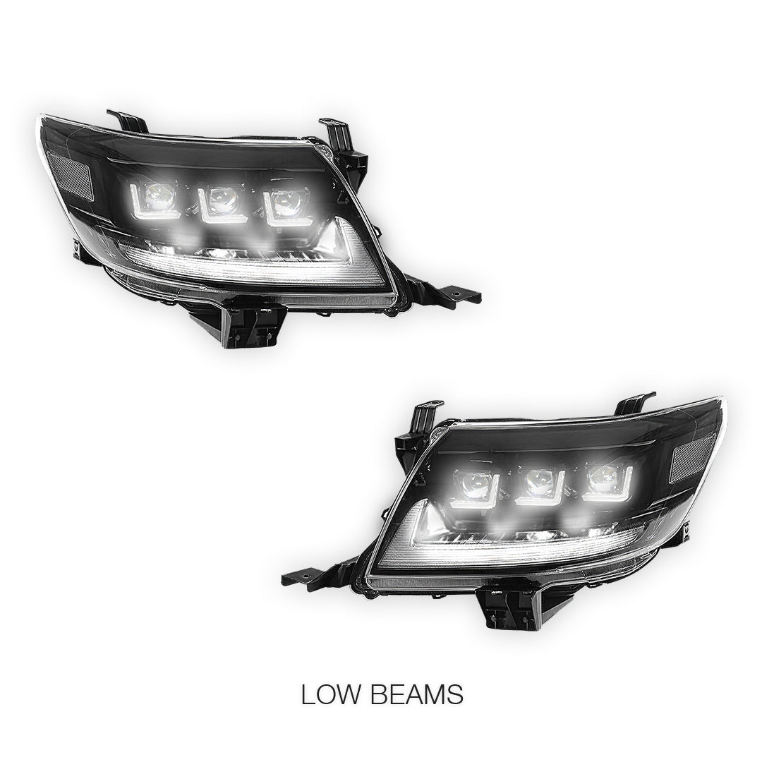 Toyota HiLux N70 Facelift (2011 - 2015) Triple Lens LED DRL Headlights LH + RH