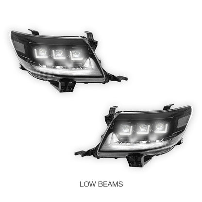 Toyota HiLux N70 Facelift (2011 - 2015) Triple Lens LED DRL Headlights LH + RH