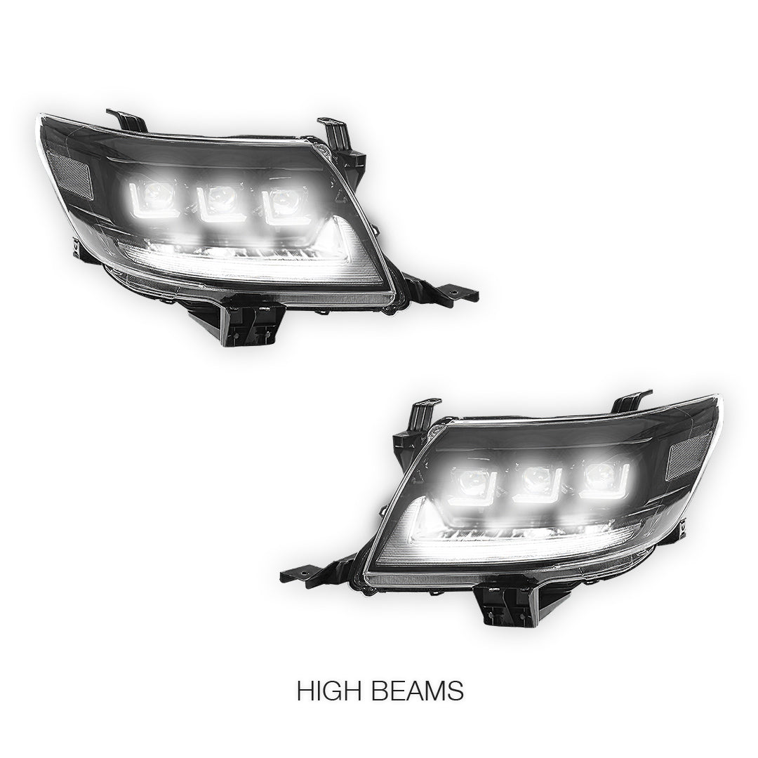 Toyota HiLux N70 Facelift (2011 - 2015) Triple Lens LED DRL Headlights LH + RH
