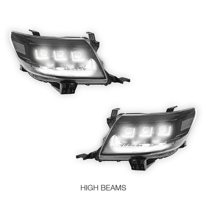 Toyota HiLux N70 Facelift (2011 - 2015) Triple Lens LED DRL Headlights LH + RH
