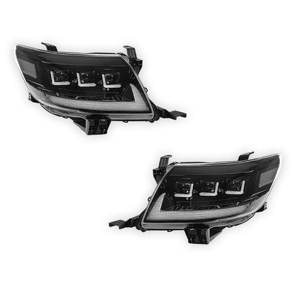 Toyota HiLux N70 Facelift (2011 - 2015) Triple Lens LED DRL Headlights LH + RH