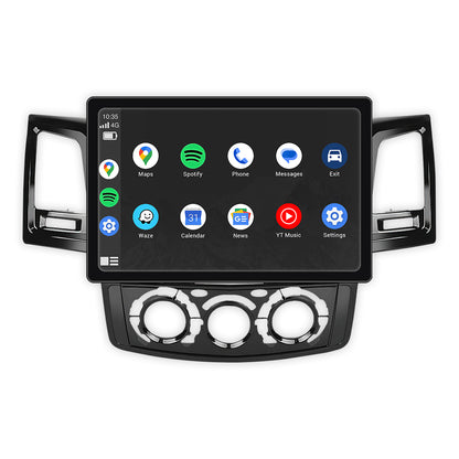 Toyota Hilux N70 (2005 - 2015) 9" 13.3" Wireless Android 16 Head Unit for Apple CarPlay / Android Auto Straight Knob AC Panel