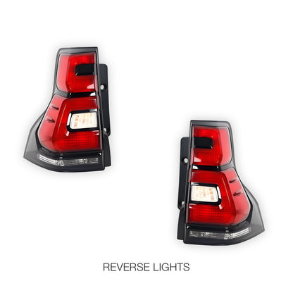 Toyota LandCruiser Prado 150 Series (2010 - 2018) Smoked Squared LED Tail Lights LH + RH