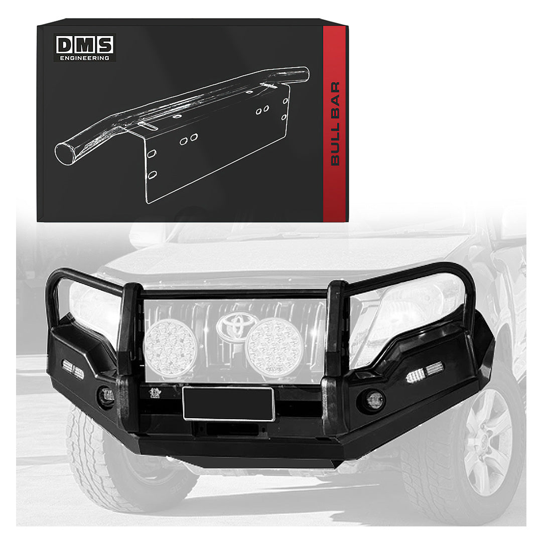 DMS Toyota LandCruiser Prado 150 Series (2009 - 2013) Triple Hoop Steel Bull Bar + LED Lights ADR Compliant