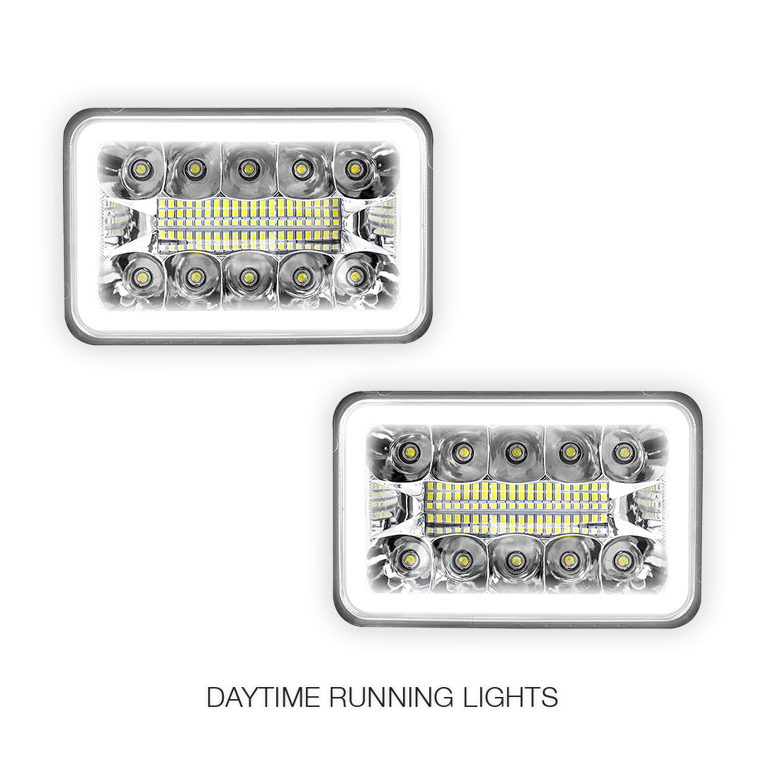 Universal 4 Pcs. 4x6" LED Headlights LH + RH