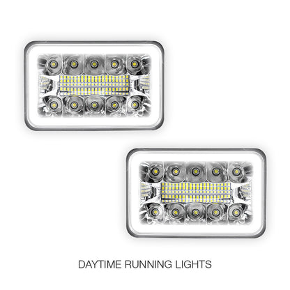 Universal 4 Pcs. 4x6" LED Headlights LH + RH