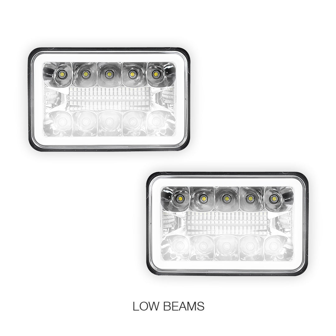 Universal 4 Pcs. 4x6" LED Headlights LH + RH