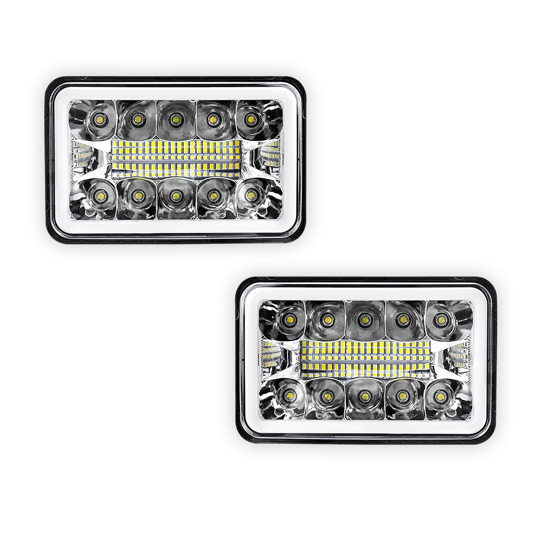 Universal 4 Pcs. 4x6" LED Headlights LH + RH