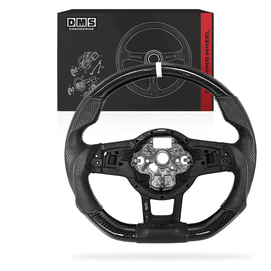 Volkswagen Jetta 1B (2015 - 2018) Carbon Leather White Stitching / White Line Steering Wheel