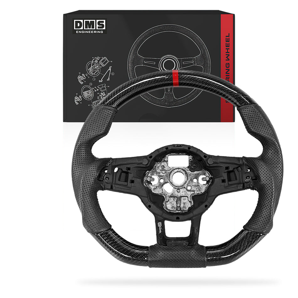 Volkswagen Scirocco 1S (2015 - 2020) Carbon Leather Black Stitching Red Line Steering Wheel