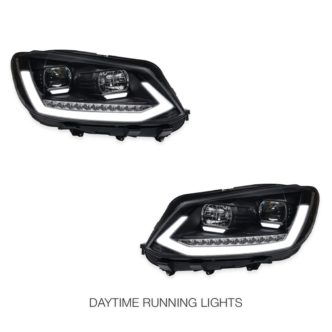 Volkswagen Caddy 2K (2011 - 2015) Black DRL Projector With Sequential Indicators Headlights LH + RH