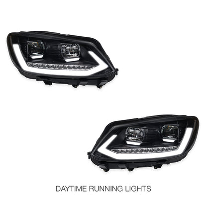 Volkswagen Caddy 2K (2011 - 2015) Black DRL Projector With Sequential Indicators Headlights LH + RH