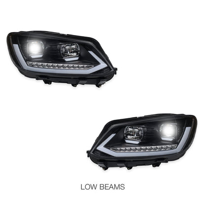 Volkswagen Caddy 2K (2011 - 2015) Black DRL Projector With Sequential Indicators Headlights LH + RH