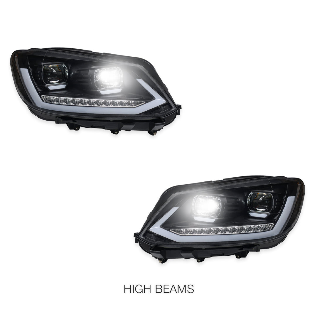 Volkswagen Caddy 2K (2011 - 2015) Black DRL Projector With Sequential Indicators Headlights LH + RH