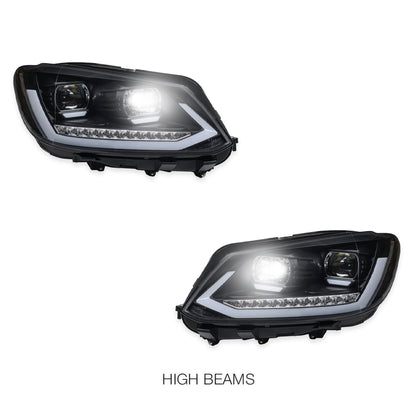 Volkswagen Caddy 2K (2011 - 2015) Black DRL Projector With Sequential Indicators Headlights LH + RH