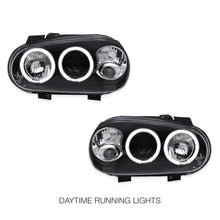 Volkswagen Golf MK4 (1999 - 2004) Black CCFL Angel Eyes Projector Headlights LH + RH