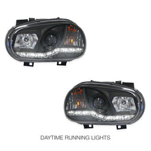 Volkswagen Golf MK4 (1999 - 2004) Black LED DRL Projector Headlights LH + RH