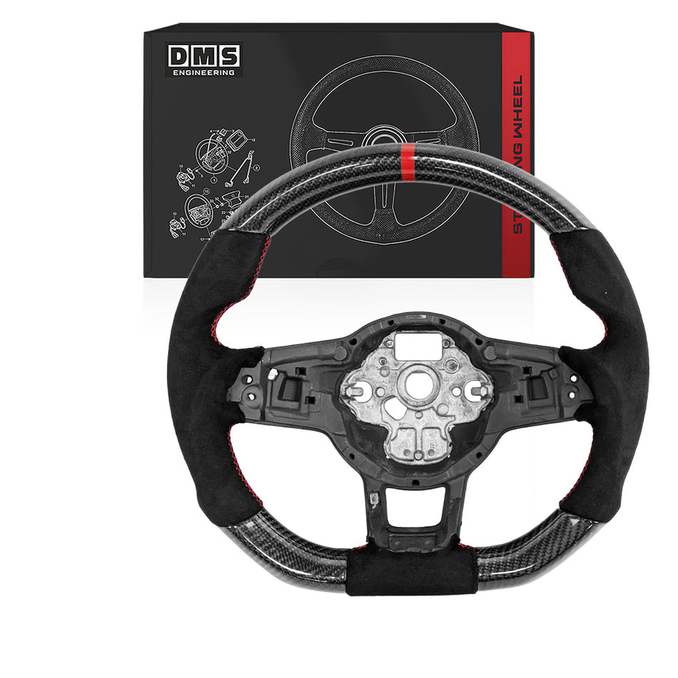 Volkswagen Jetta 1B (2015 - 2018) CF Alcantara Red Stitching Red Line Steering Wheel