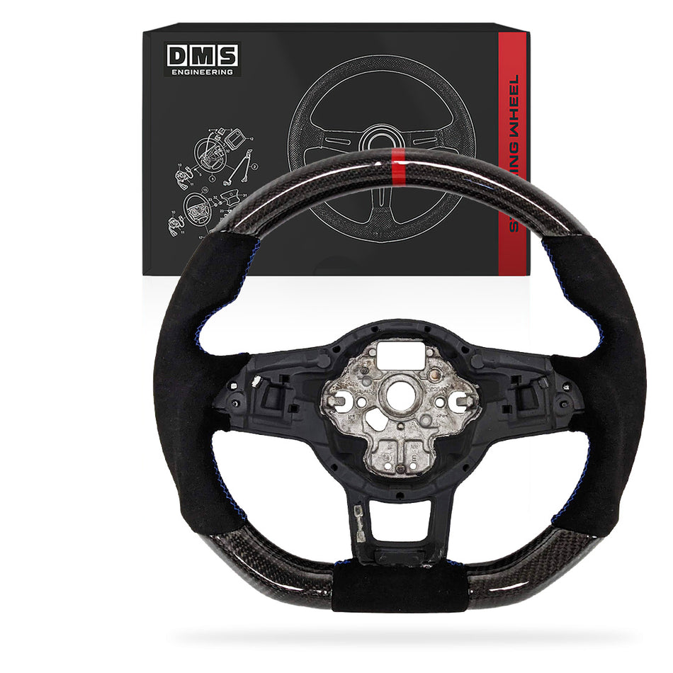 Volkswagen Jetta 1B (2015 - 2018) Carbon Alcantara Steering Wheel Blue Stitching Red Line
