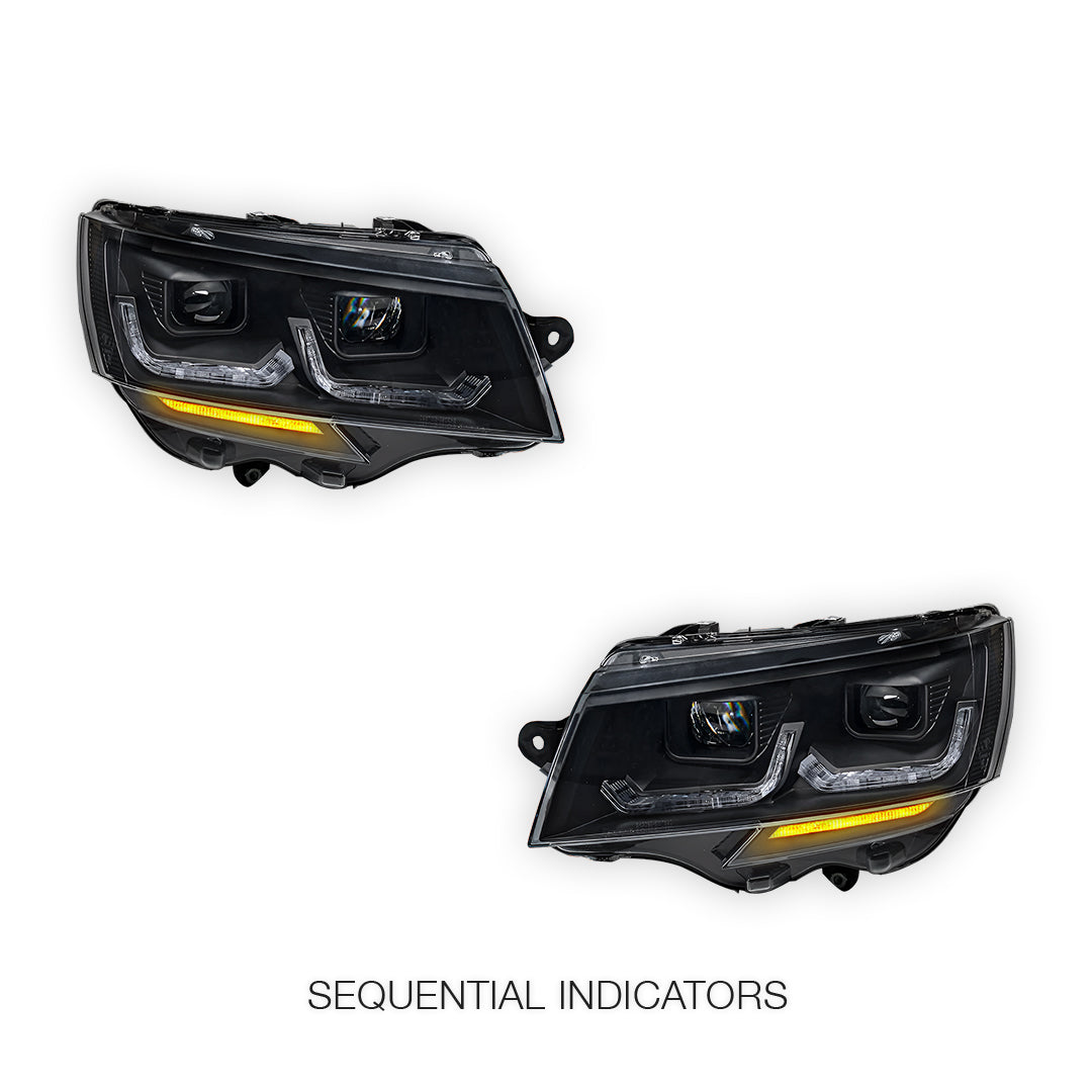 Volkswagen Multivan T6.1 (2020 - 2024) Black DRL LED Projector With Sequential Indicators Headlights LH + RH