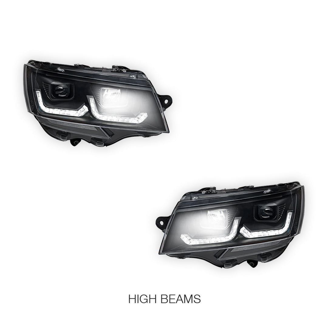 Volkswagen Multivan T6.1 (2020 - 2024) Black DRL LED Projector With Sequential Indicators Headlights LH + RH