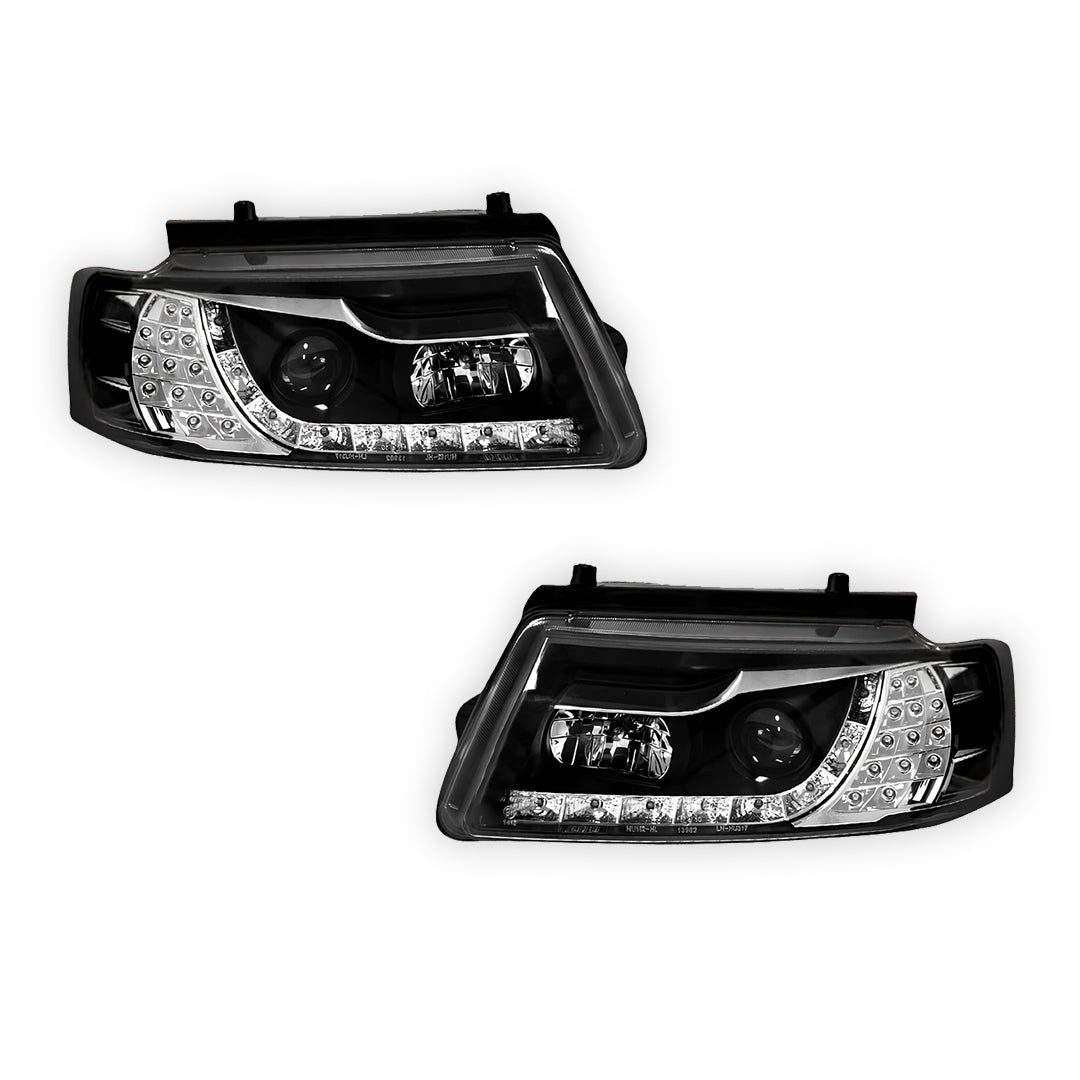 Volkswagen Passat B5 (1997 - 2000) Black DRL LED Projector With LED Indicators Headlights LH + RH