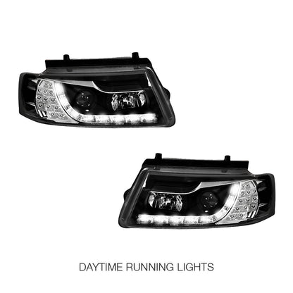 Volkswagen Passat GP (2001 - 2005) Black DRL LED Projector With LED Indicators Headlights LH + RH