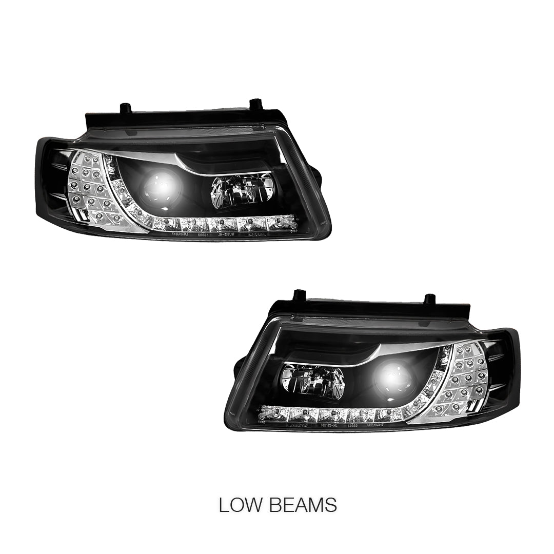 Volkswagen Passat GP (2001 - 2005) Black DRL LED Projector With LED Indicators Headlights LH + RH
