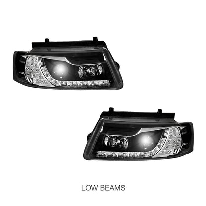 Volkswagen Passat GP (2001 - 2005) Black DRL LED Projector With LED Indicators Headlights LH + RH