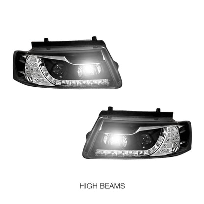 Volkswagen Passat GP (2001 - 2005) Black DRL LED Projector With LED Indicators Headlights LH + RH