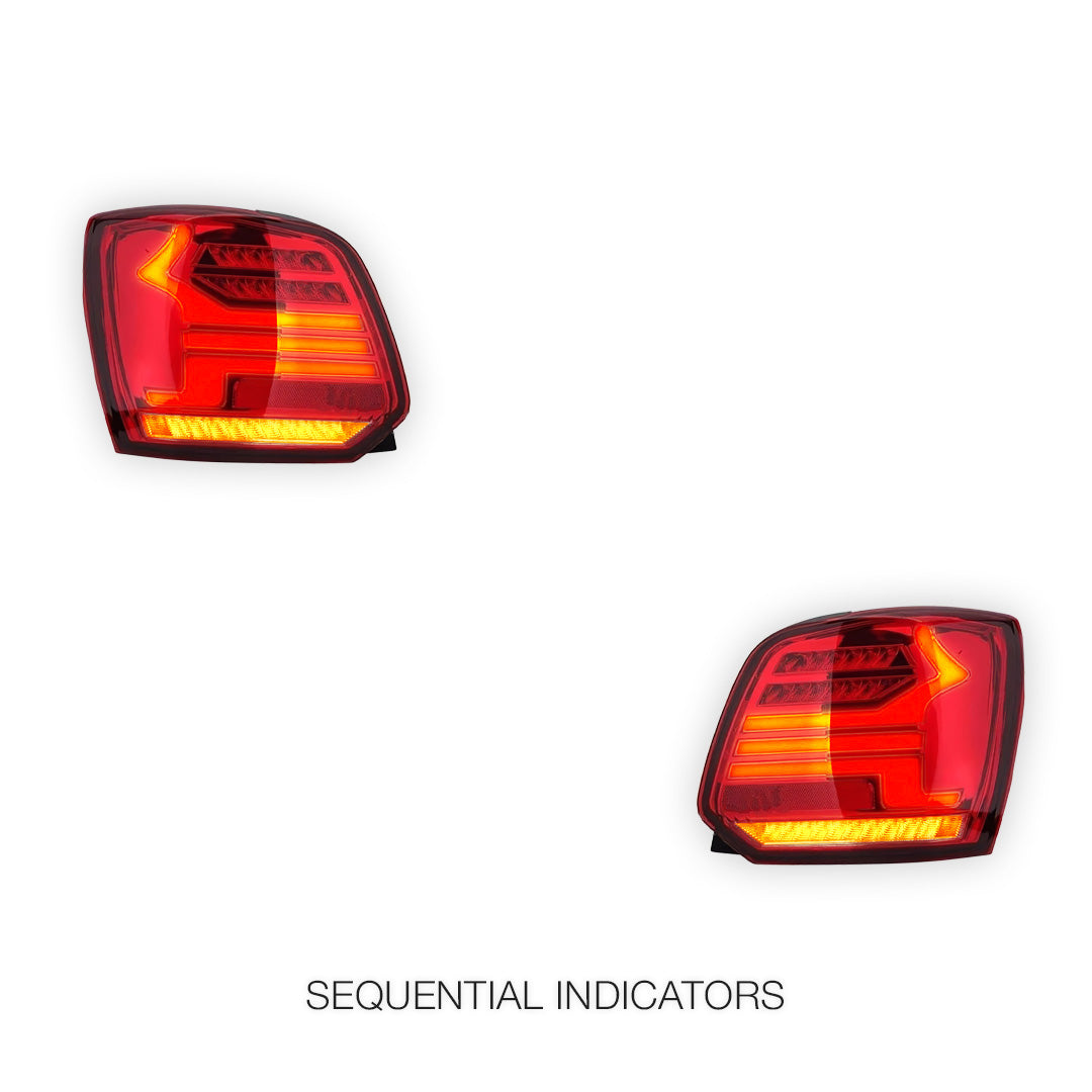 Volkswagen Polo 6R (2010 - 2018) Red DRL Sequential Tail Lights LH + RH